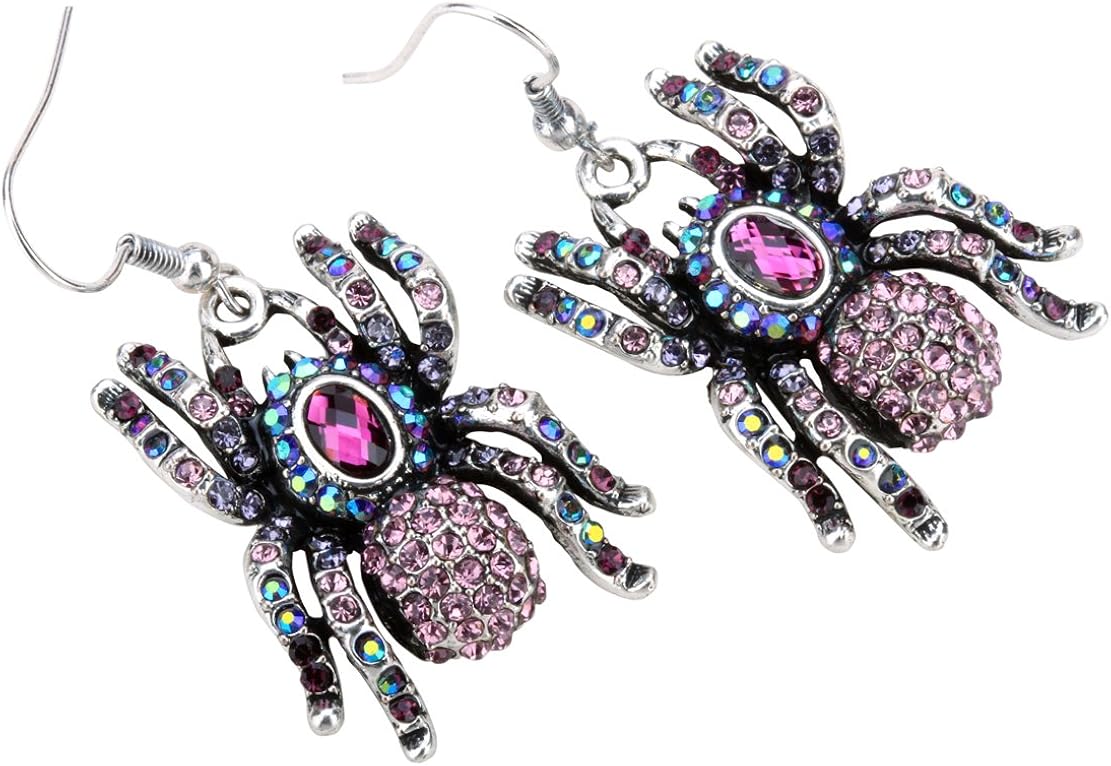 YACQ Women's Spider Dangle Earrings - Lead & Nickle Free - 2 Inches Long - Halloween Costume Accessories Jewelry