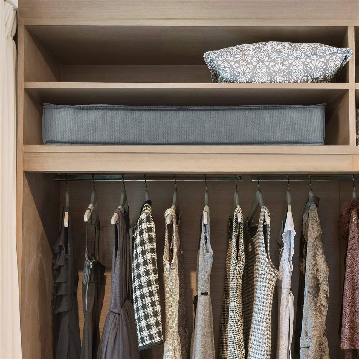 Large Capacity Storage Bags, Under-Bed Storage Bins for Blanket Pillows Clothes Closet Organizer Containers with See-Through Window, 4 Pieces (Color : Gray)