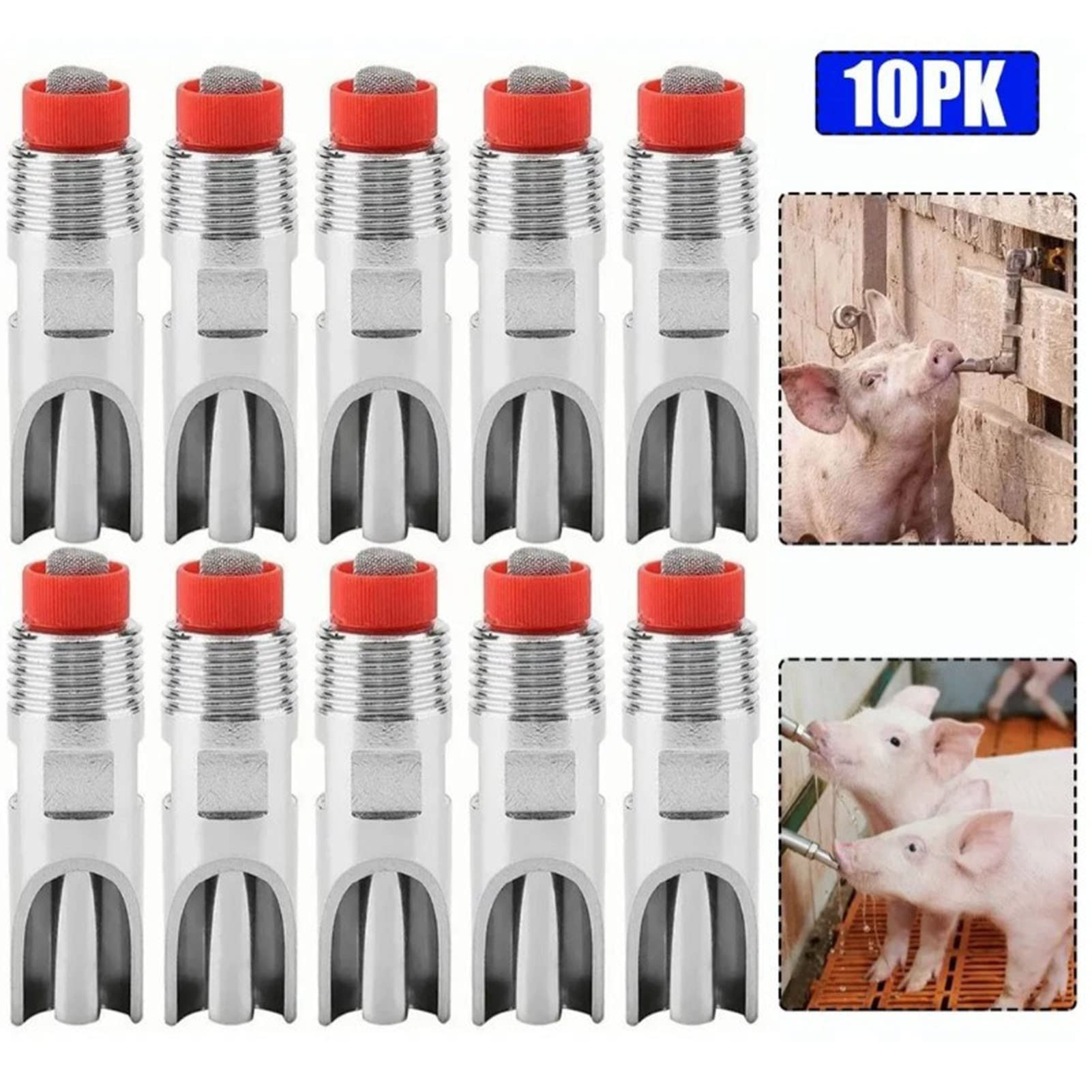 Abreuvoir Automatique Porc, Lot de 10 Mangeoires à Eau Réglable en Acier Inoxydable, Tétine Anti-Fuite pour Porcelet et Porc Adulte, Élevage Porcin Professionnel, Ferme, Porcheri