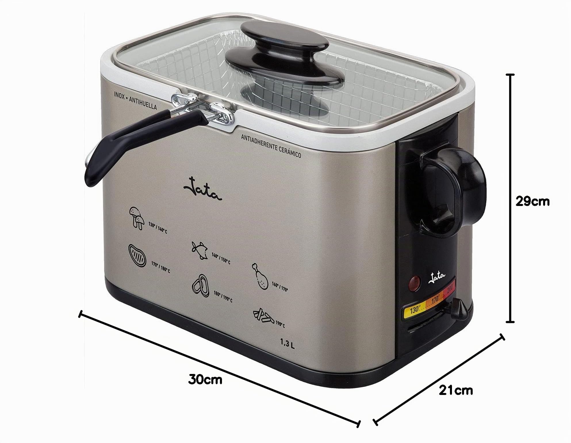 Jata - FR326E - Friteuse, 1000 watts, Couleurs Noir / Argent, 1.3L, Schwarz / Silberfarben