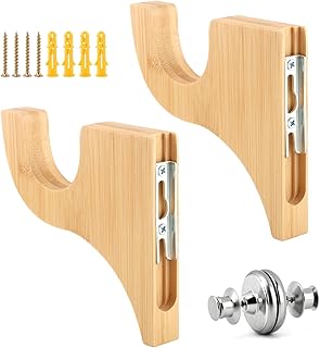 2 Pack Wooden Curtain Rod Brackets,Curtain Wood Single Bracket Classics 3 1/2" Return Bracket for 2" Pole (Wood Color)