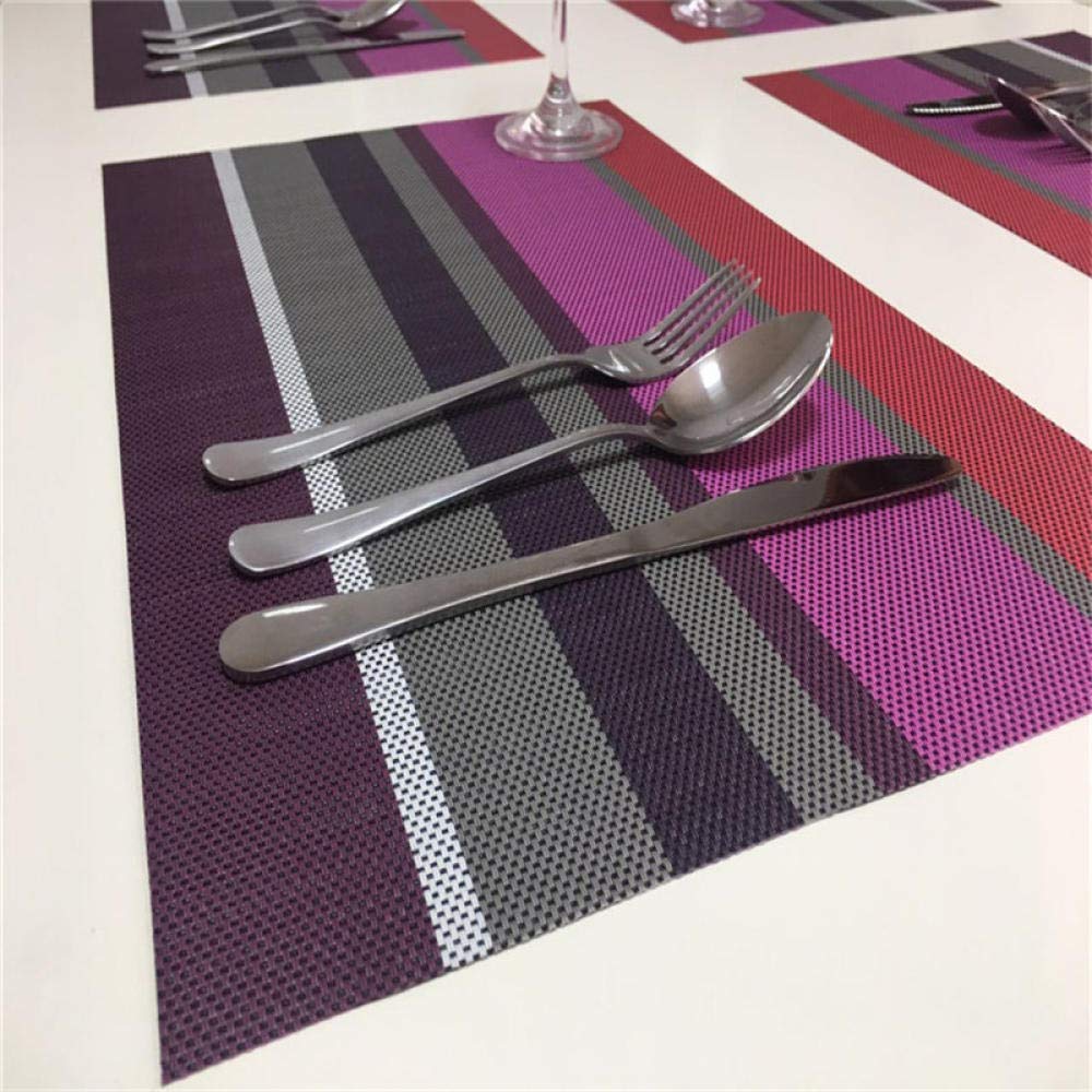 Hitzebeständiges Tischset im Western-Stil mit rosa Streifen | Isolierte Tischmatte als ESS- und Küchendekor,Hitzebeständige Tischsets(Purple Stripes (4 Pieces))