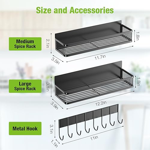Miniatura 5 de Housmile Estante magnético para especias, paquete de 3 estantes magnéticos móviles, organizador de nevera, estantes magnéticos para organización y