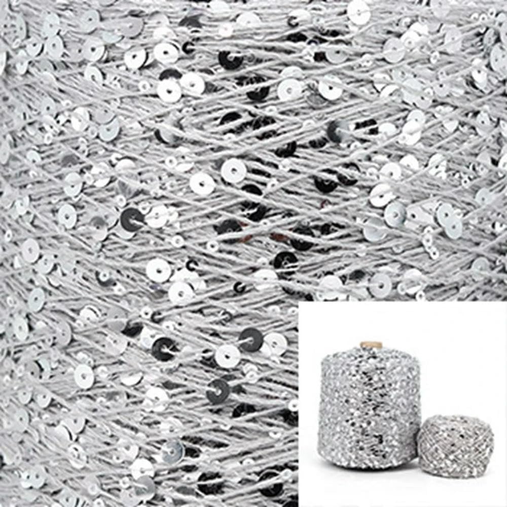 Przędza merceryzowana z cekinami, Włóczka bawełniana z cekinami, motek 50 g, wielokolorowa, 6 mm, 3, do robótek ręcznych DIY(Aj072)