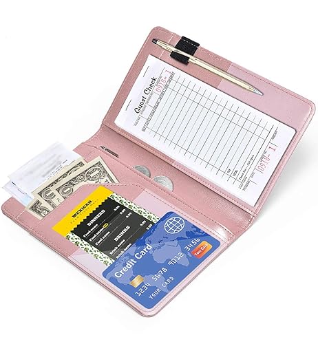 Miniatura 4 de Libreta organizadora para camarera Book&Waitstaff de piel con brillos y cartera y bolsillo con cierre lindo organizador con bolsillo para monedas