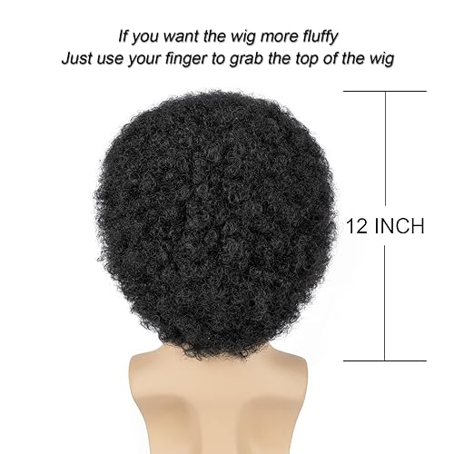 Miniatura 3 de Peluca afro para hombre peluca corta y rizada negra de los años 70 para hombres pelucas de discoteca de cabello sintético esponjoso natural para