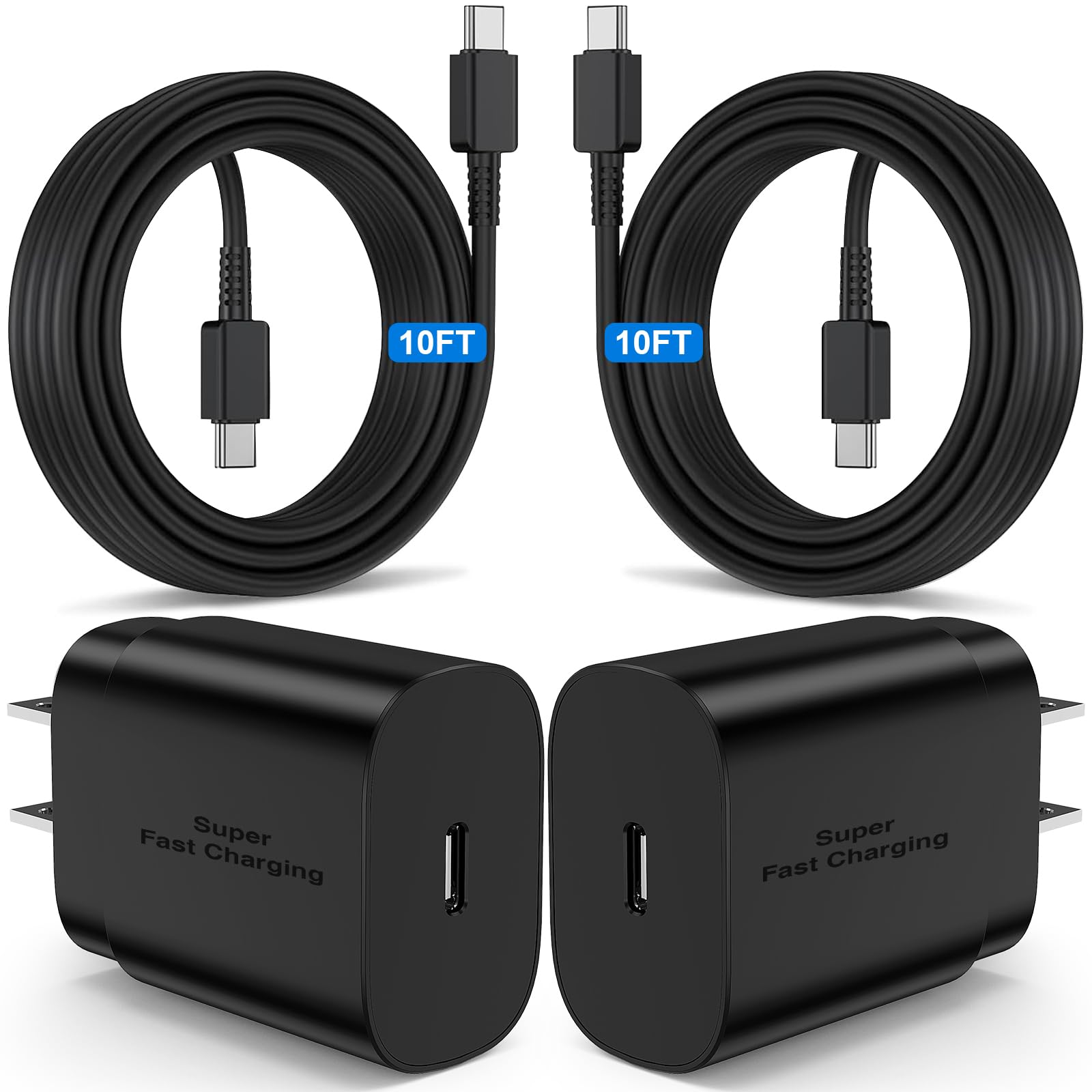 2Pack 25W Super Fast Charger Type C 6ft, USB C Wall Charging and Long Android Phone Charger Cable Cord for Samsung Galaxy S25 Ultra/S25 Plus/S25/S24+/S24 Ultra/S23 Ultra/S22 Plus/S21/Note 20/Note10+