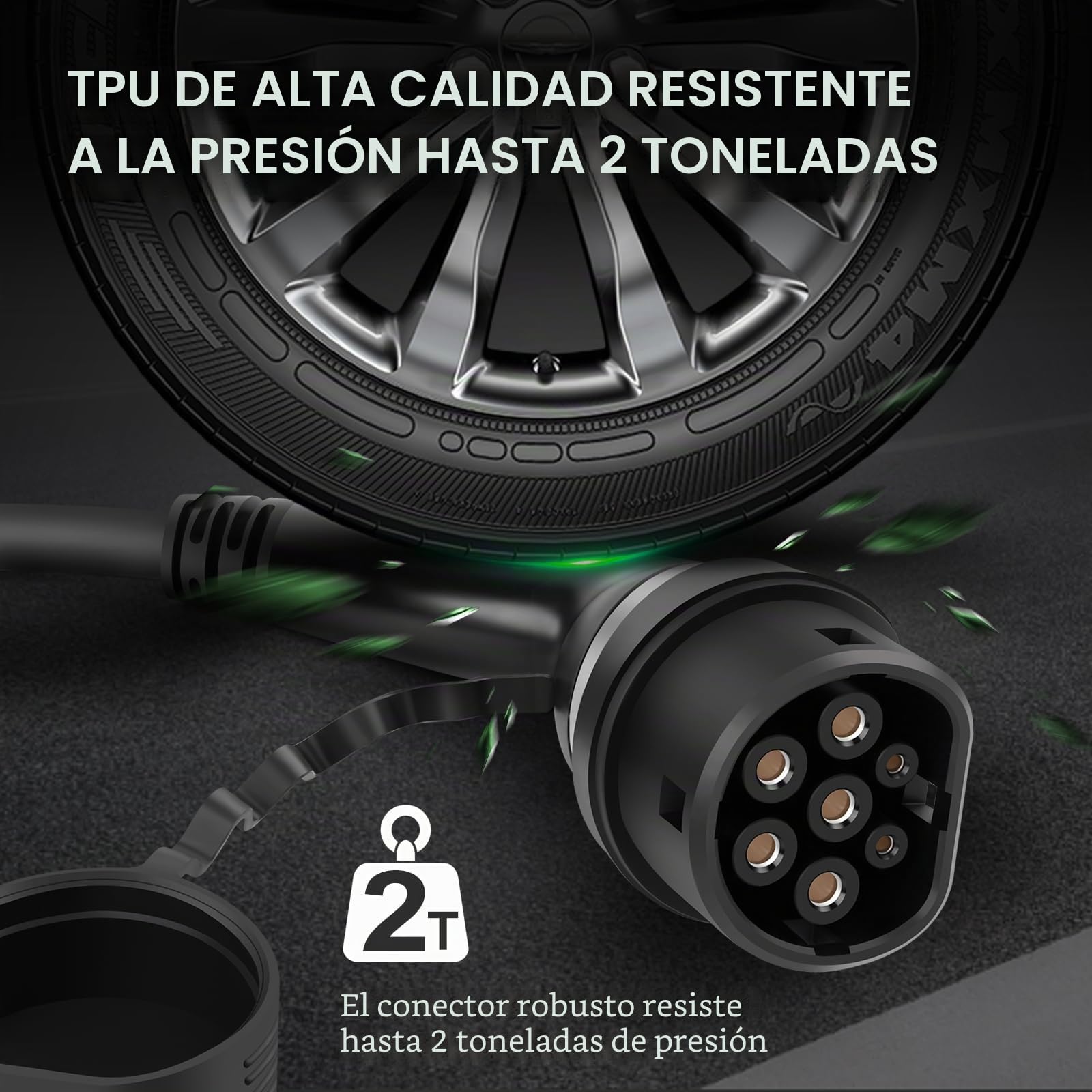 Cable de carga tipo 2 para vehículos eléctricos, 22 kW, portátil de 3 fases, 32 A, Mennekes Mode 3 cable de carga para EV y PHEV (cable espiral de 5 m)