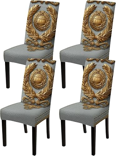 Nuxovilar 4PCS Classic Badge Laurel Wreath Stretch Chair Covers