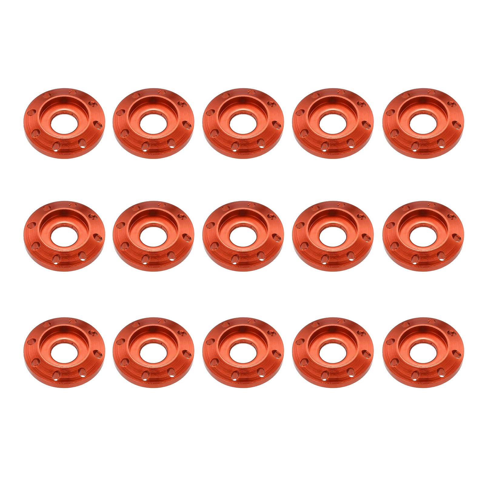 sourcing map M6 Aluminum Eight Holes Washer, Aluminum Alloy Disc Washer Anodized Colorful Decorative Gasket for Drones/RC/FPV/Electric Motorcycle(Pack of 15, Orange)