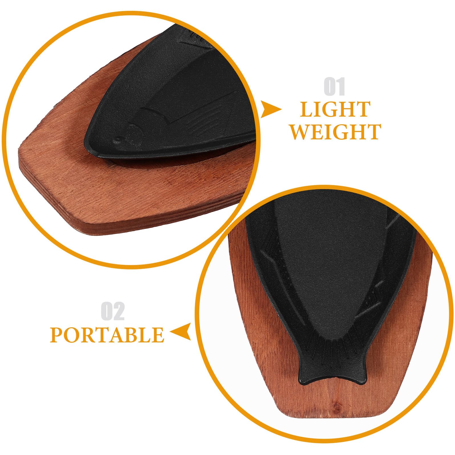 Plato para Freír Barbacoa Forma de Pescado Negro de Hierro | Bandeja de Madera Incluida, Diseño Portátil, Acabado en Negro, Pieza de Cocina para Asar