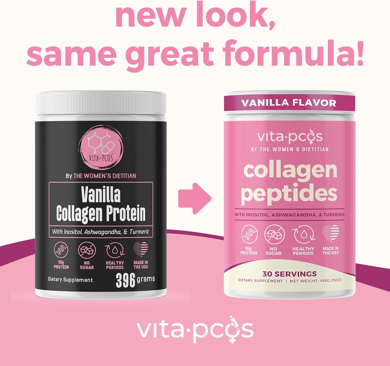 Collagen Peptides Protein Powder for Women – PCOS Supplement Formulated with Inositol, Ashwagandha & Turmeric, Supports Thicker Healthy Hair, Skin, Nail, Muscle & Weight Goals, Vanilla by VITA-PCOS