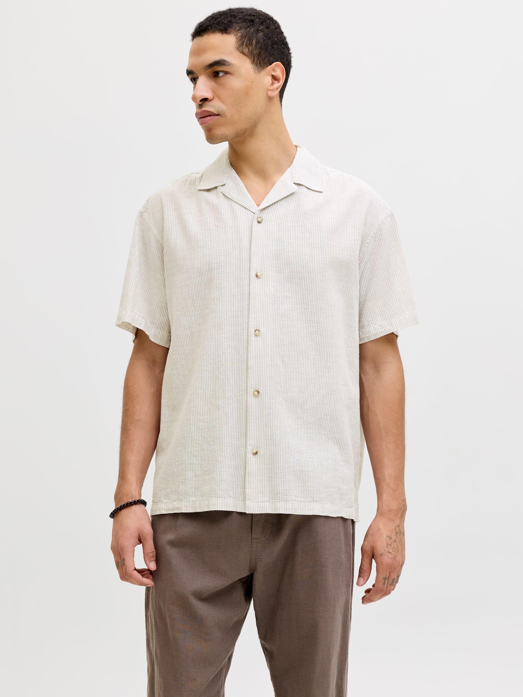 JACK & JONES Jjesummer Linen Blend Resort Shirt SS Sn Jjesummer Linen Blend Resort Camiseta SS Sn Hombre (Pack de 1)