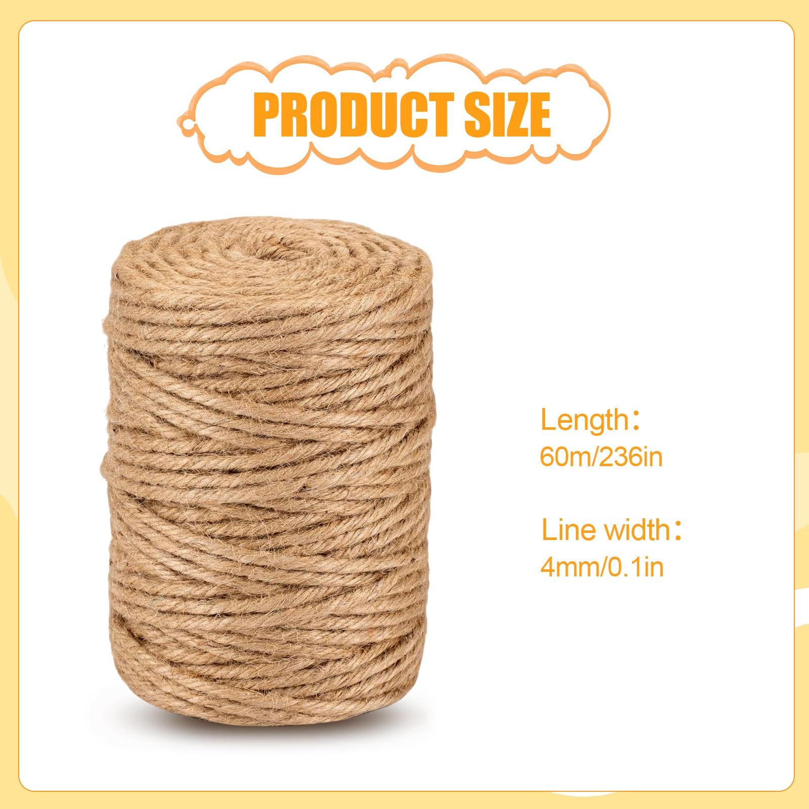 Corde De Jute Naturelle 100m X 4mm - Idéale Pour Bricolage, Jardin Et Décoration