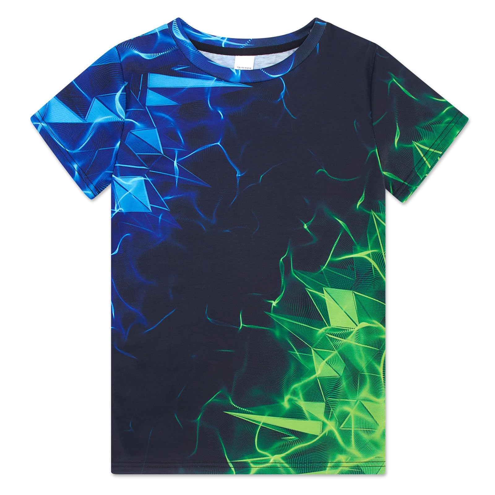 Enlifety Boys T-Shirts Kids Neon 3D Graphic Tees Size 4-14T | soft breathable fabric, crew neck short sleeve shirts youth cool funny novelty tees for