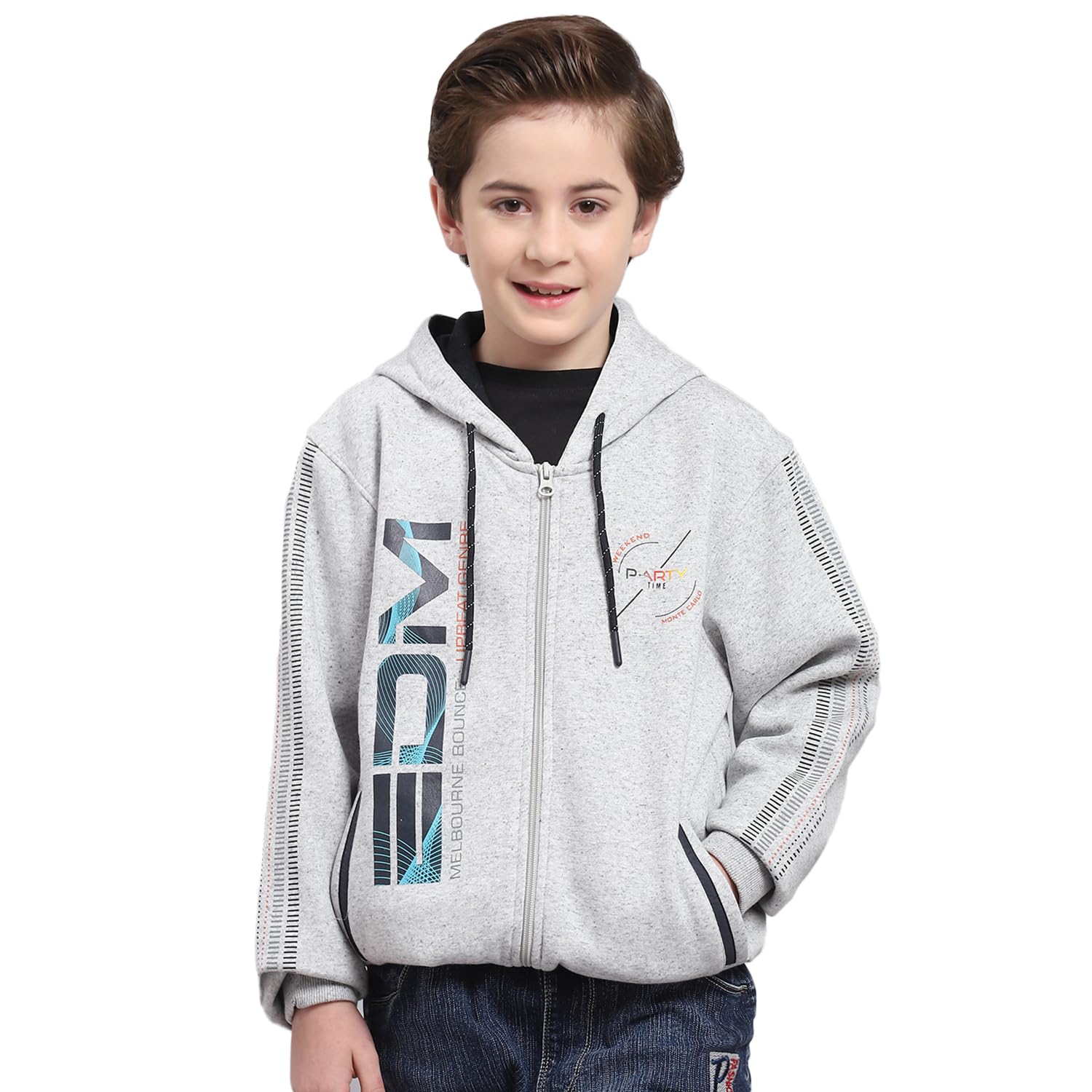 monte carlo Grey Melange Printed Sweatshirt | Stylish Full Sleeve Sweatshirt | Soft Comfortable Casual Winter Wear-picture-22