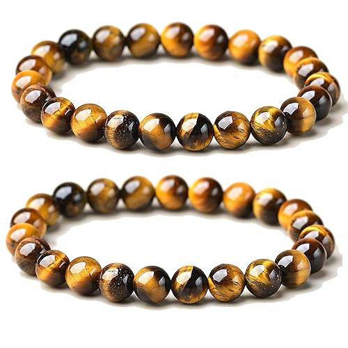 Tigers Eye Protection Handmade Bracelet For Men Women Attract Wealth Chakra Feng Shui Stretchy Beaded Bracelets Lucky Friendship Bracelet (Tiger's