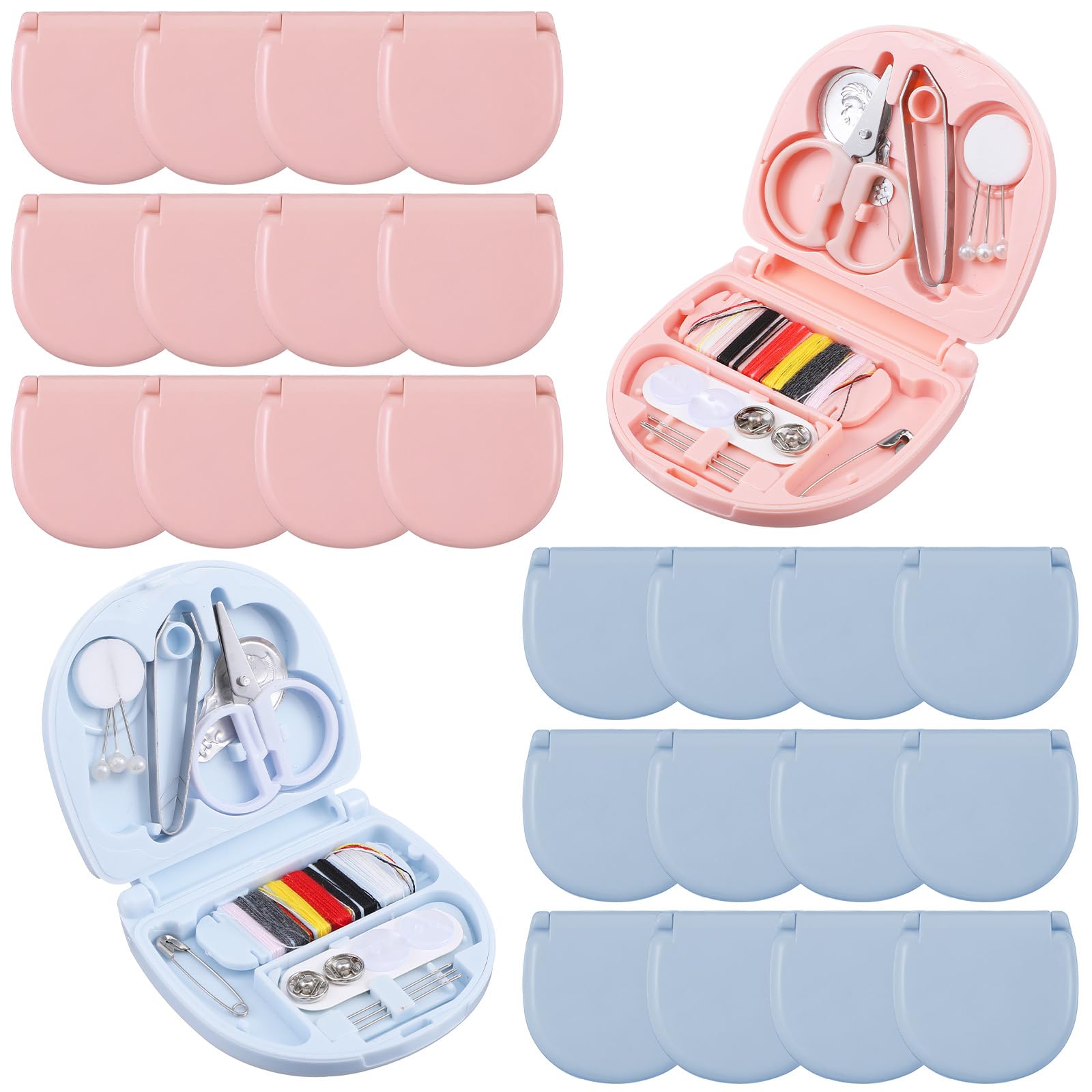 hidyuuoo 24 Pieces Mini Travel Sewing Kit Basic Portable Emergency Sewing Repair Kit in Bulk with Threads Scissors Needles for Beginner Traveler Hotel Charity Homeless