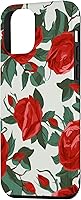 Vista 2 de iPhone 12 mini Rosas rojas sobre fondo blanco, botánico y arte floral