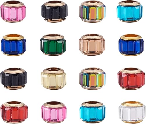 Miniatura 8 de Cheriswelry 100 cuentas europeas de agujero grande con diamantes de imitación de barril hechas a mano, arcilla polimérica, cuentas espaciadoras