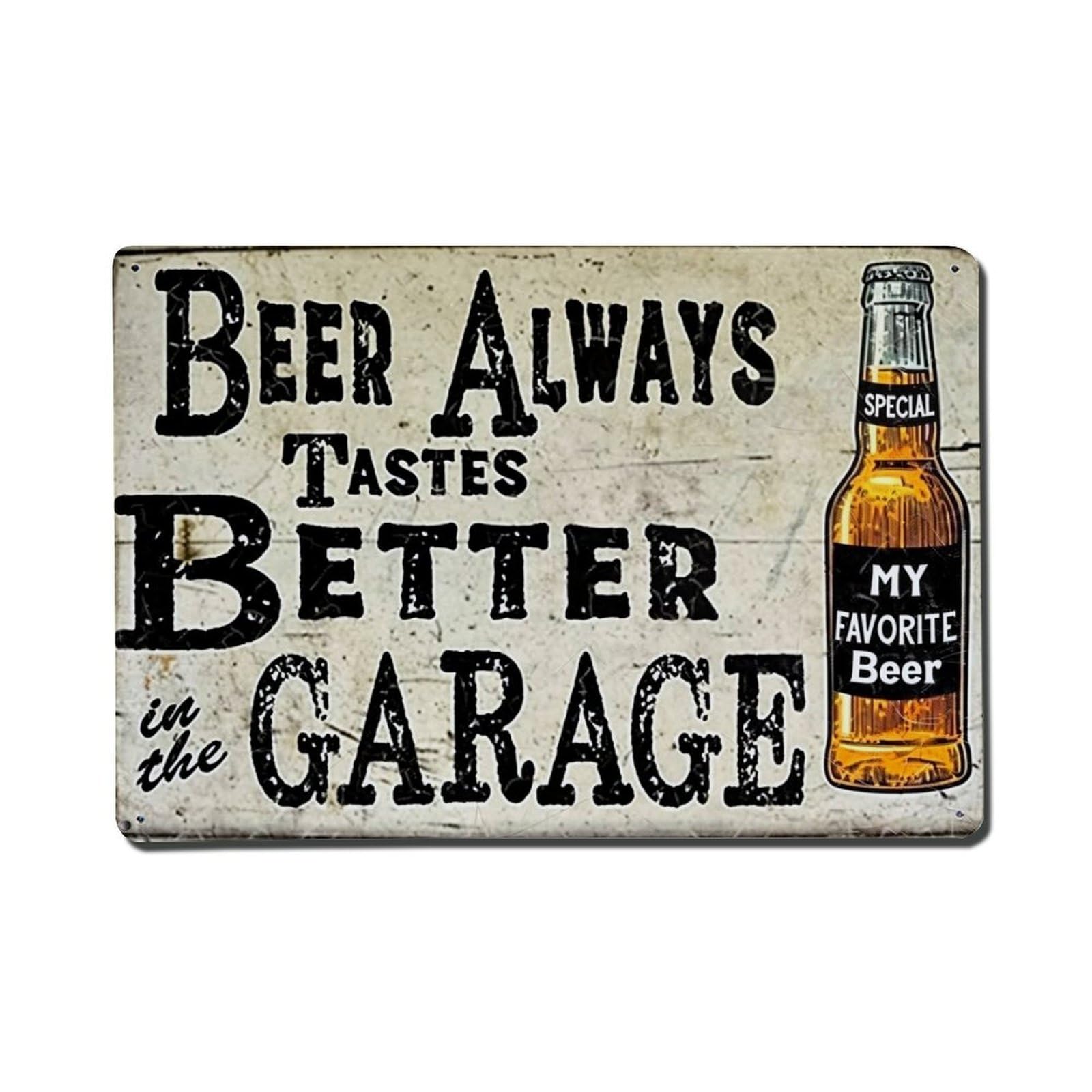 Jdfenggu Vintage Beer Always Tastes Better Garage Retro Metal Tin Sign, Metal Poster For Bar, Home, Man Cave, Kitchen, Laundry Room Art Decor 8X12 Inch