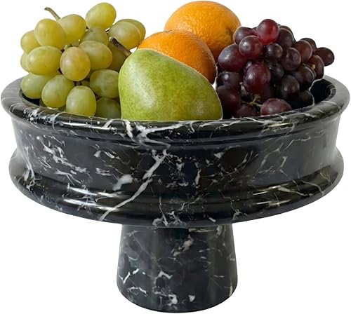 Handcrafted 10-Inch Marble Fruit Bowl Elegant Coffee Table Decor, Kitchen Island Decor, and Dining Table Centerpiece Decor Key Bowl for Entryway