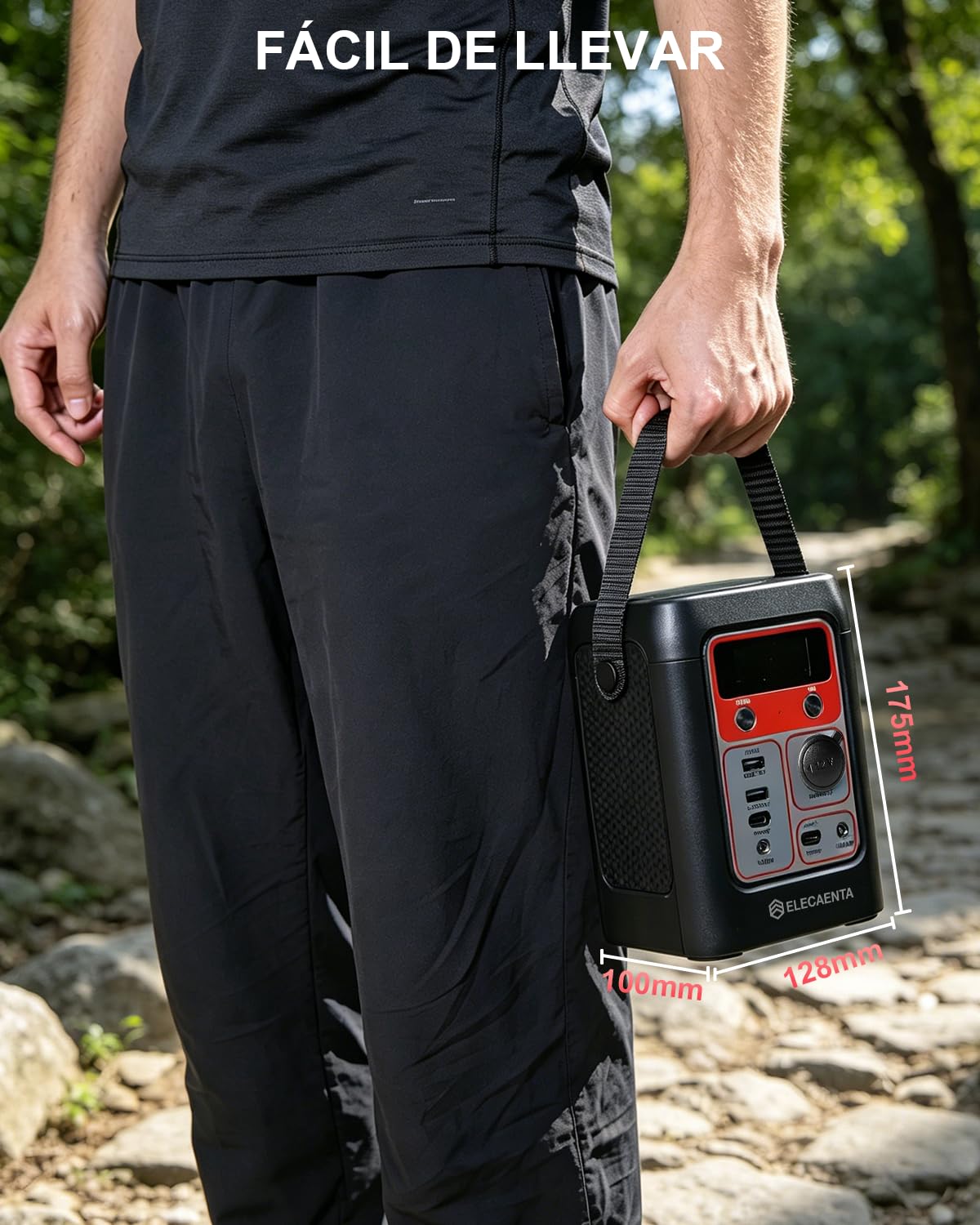 ELECAENTA Estación Energía Portátil 192Wh LiFePO4 210W 6 Puertos USB-C PD | 6 Salidas 210W Totales, Carga Solar/Coche/CA/USB-C PD 100W, LED SOS, LCD, Ligero 1,78kg para Camping Caravana Emergencia