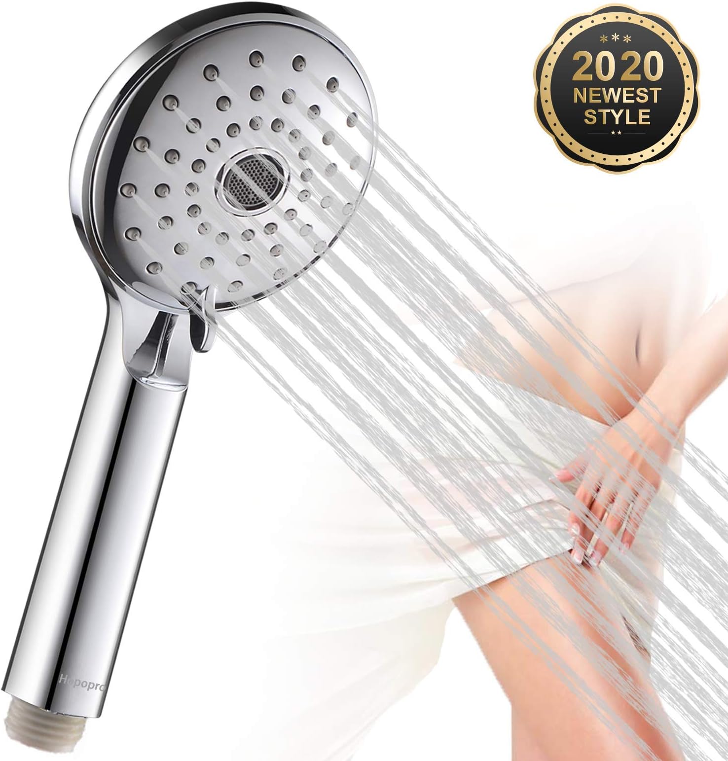 Pressurized Handheld Shower Head Hopopro High Pressure Shower Head Multi-functional Hand Held Showerhead Shower Body Spray Head Against Low Pressure with Skin-care Female Personal Cleaning Function
