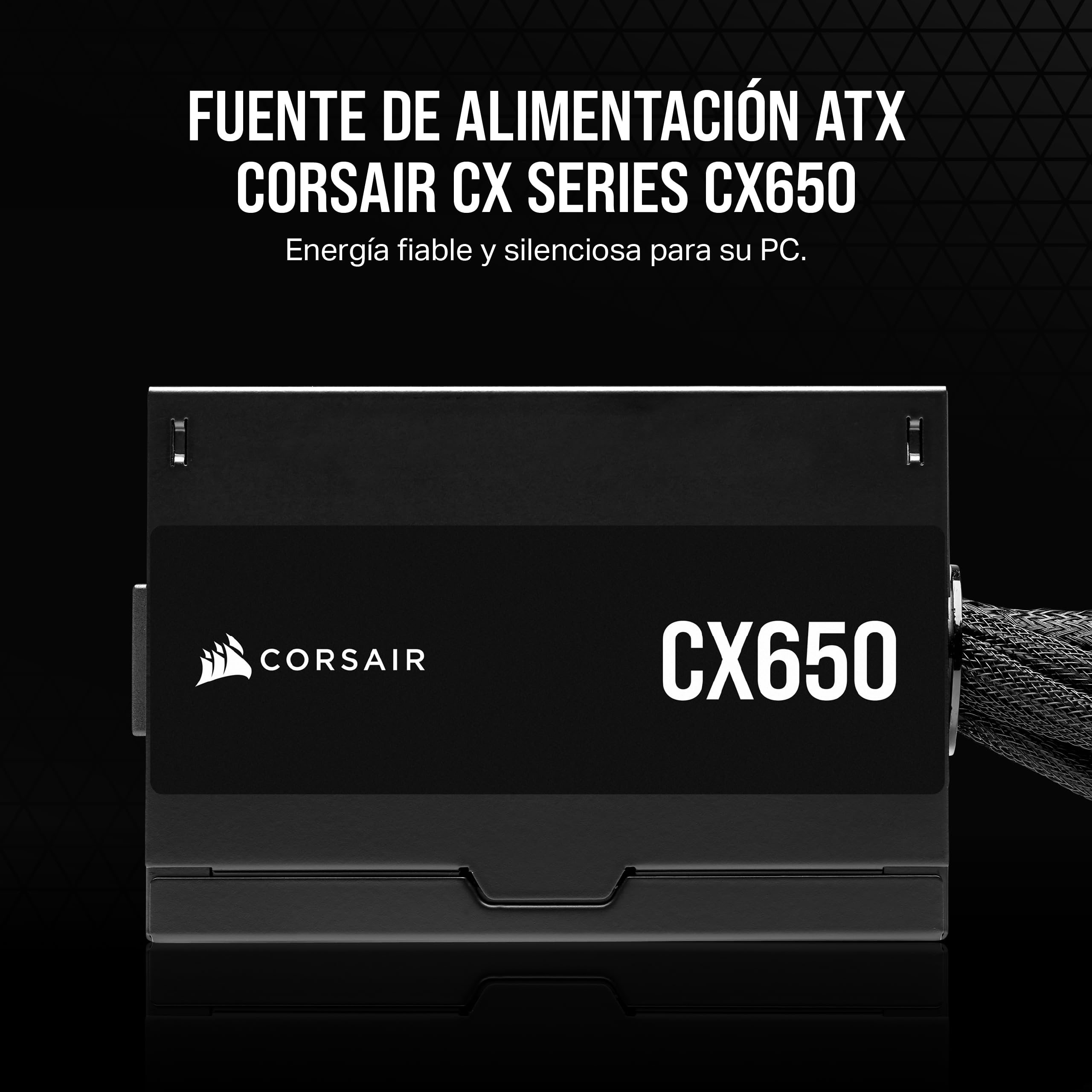 CORSAIR CX650 ATX 650W Fuente de Alimentación - Eficiencia 80 Plus Bronze - Bajo Ruido - Cables con Funda - No Modular - EU - Negro