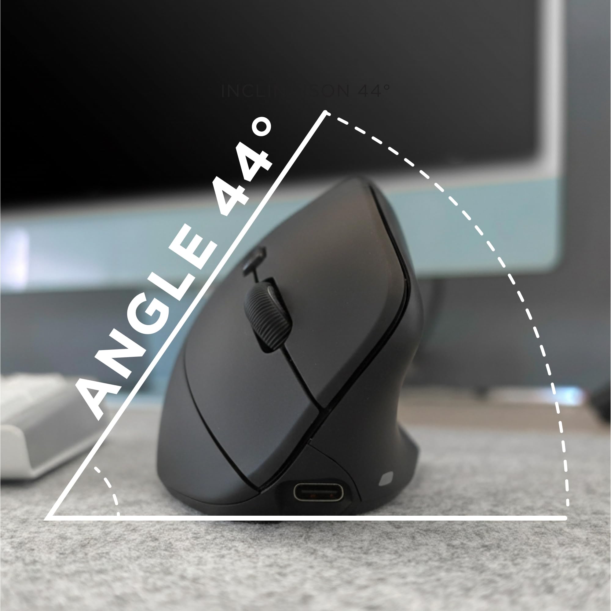 T'nB - Ergo Light Souris Ergonomique sans Fil Verticale, Double Connexion Bluetooth Et Dongle 2,4 Ghz, Ultra Légère, Rechargeable, 6 Boutons, DPI Réglable - Noir