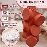 Vista 3 de HKNMTT Moldes redondos de silicona, 2 unidades, 12 cavidades de 2.1 pulgadas, cilindros cubiertos de chocolate, moldes para hornear antiadherentes