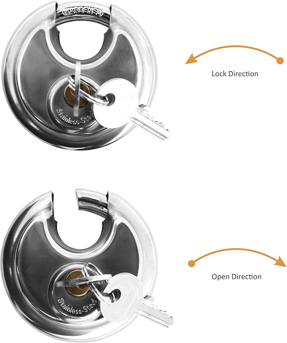 NU-Set Lock | Round Laminated Padlock | Single Round Padlock for Door Security | Home Improvement & Door Hardware (Stainless Steel)