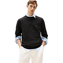 Tommy Hilfiger Uomo Felpa Essential Fleece Crew Neck Regular Fit, Nero (Black), XS