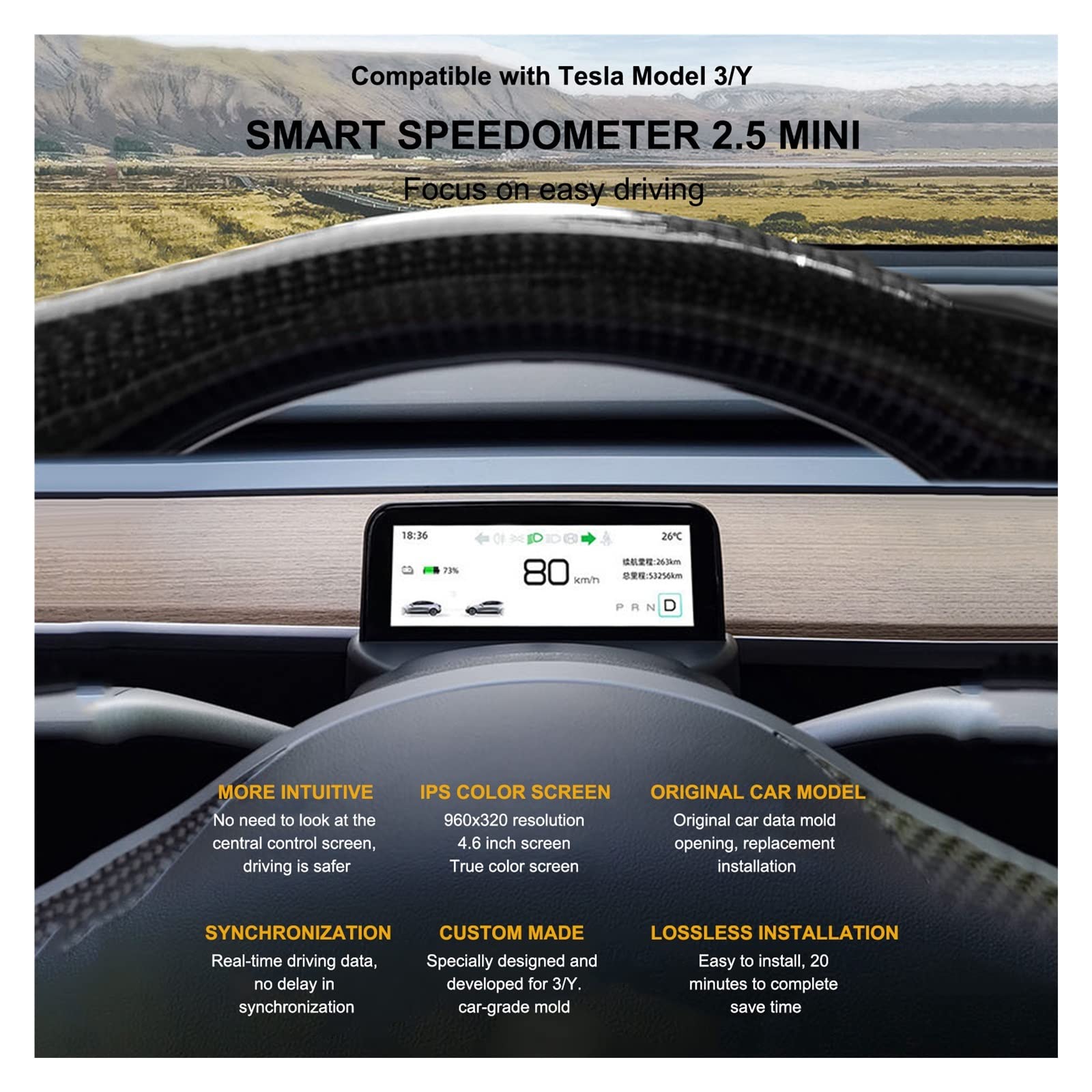 Amazon.co.jp: 4.6 インチ HD LCD メーター スマート スピードメーター