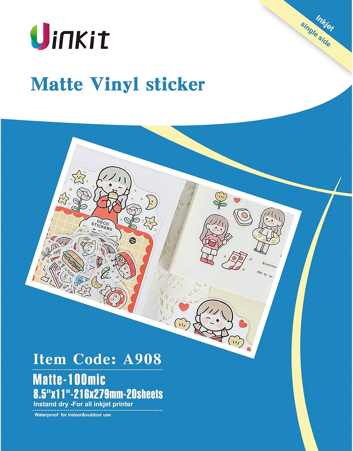 20 Sheets Matte White Waterproof Holds Ink well- Tear Resistant Uinkit Premium Printable Vinyl