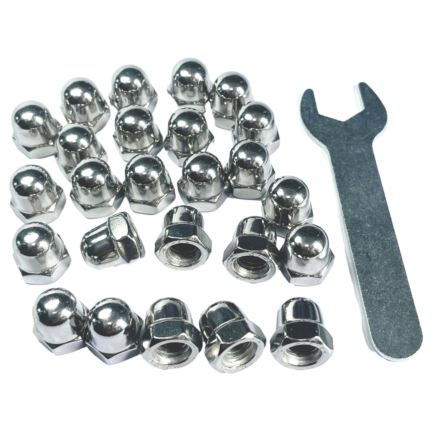 Stainless Steel Acorn Nuts - 50 Pack with Wrench -10