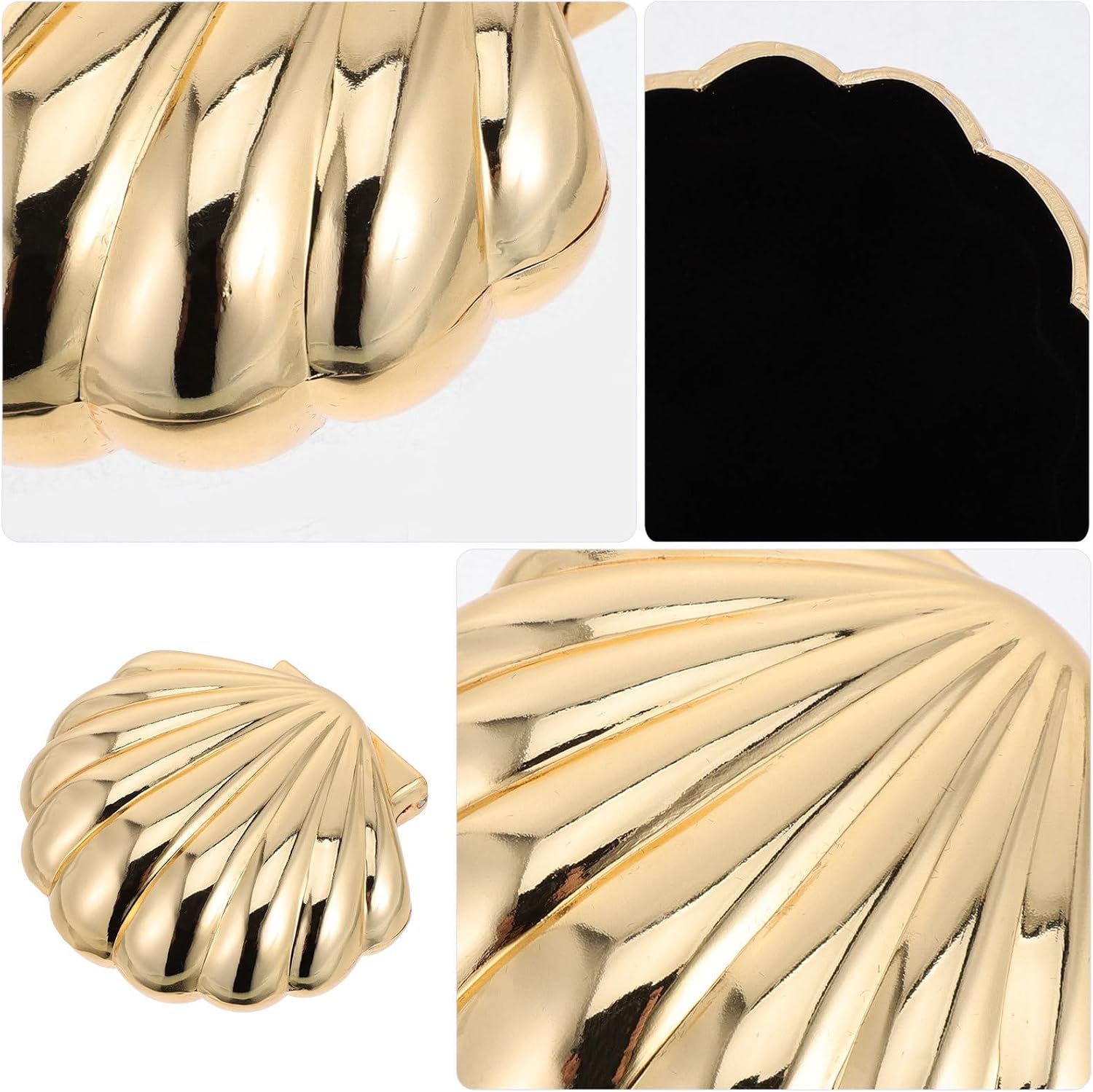 NUOBESTY European Vintage Shell Jewelry Box for Women, Golden Zinc Alloy image 3