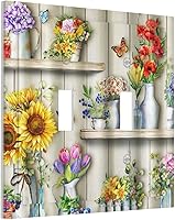 Vista 93 de Cubierta decorativa para interruptor de luz dúplex de 1 banda, placa frontal eléctrica, placa de receptáculo para baño, cocina, decoración del hogar