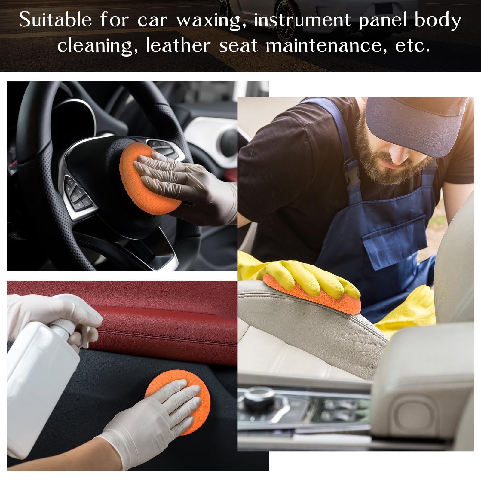 Tanlade 50 almohadillas aplicadoras de microfibra para detalles de coche, aplicador de cera, almohadillas de microfibra, 5 pulgadas de diámetro (naranja)
