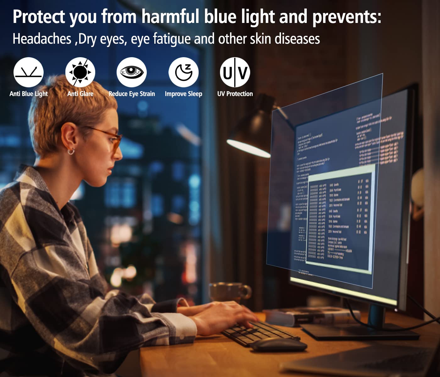 PYS Protector de pantalla de bloqueo de luz azul de 27 pulgadas para monitor de computadora, unisex, extraíble, relación de aspecto 16:9, 68.6 cm, filtro antirreflejos para protección ocular