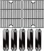 Hisencn Grill Parts for Home Depot Nexgrill 4 Burner 720-0830H, 5 Burner 720-0888N, 720-0888 Gas Grill Models, Porcelain Steel Heat Plate Flame Tamer, Cast Iron Grill Grates, 13 x 17