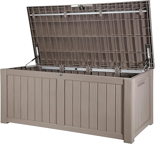 Miniatura 10 de Vevor Caja de cubierta, caja de almacenamiento al aire libre de 120 galones, 56.3 x 26.6 x 23.8 pulgadas, caja de cubierta impermeable de