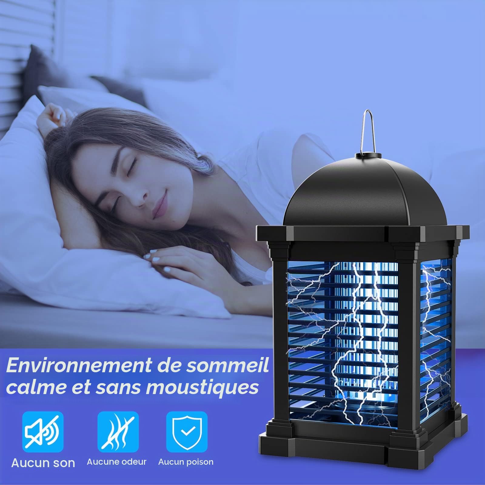Lampe Anti Moustique 20W 4300V, Tue Mouche Electrique IPX4