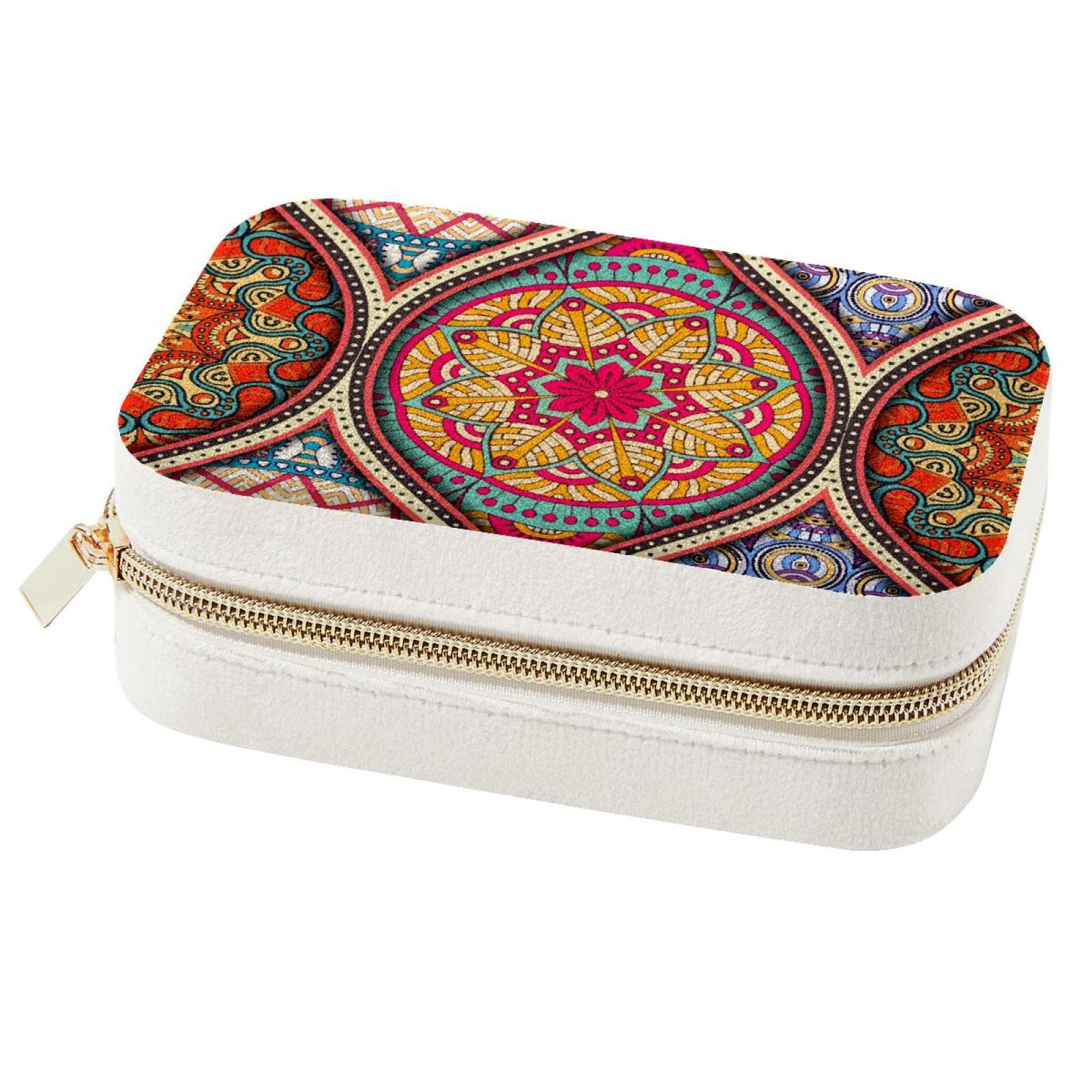 Boîte à bijoux de voyage portable motif floral pour bague et boucle