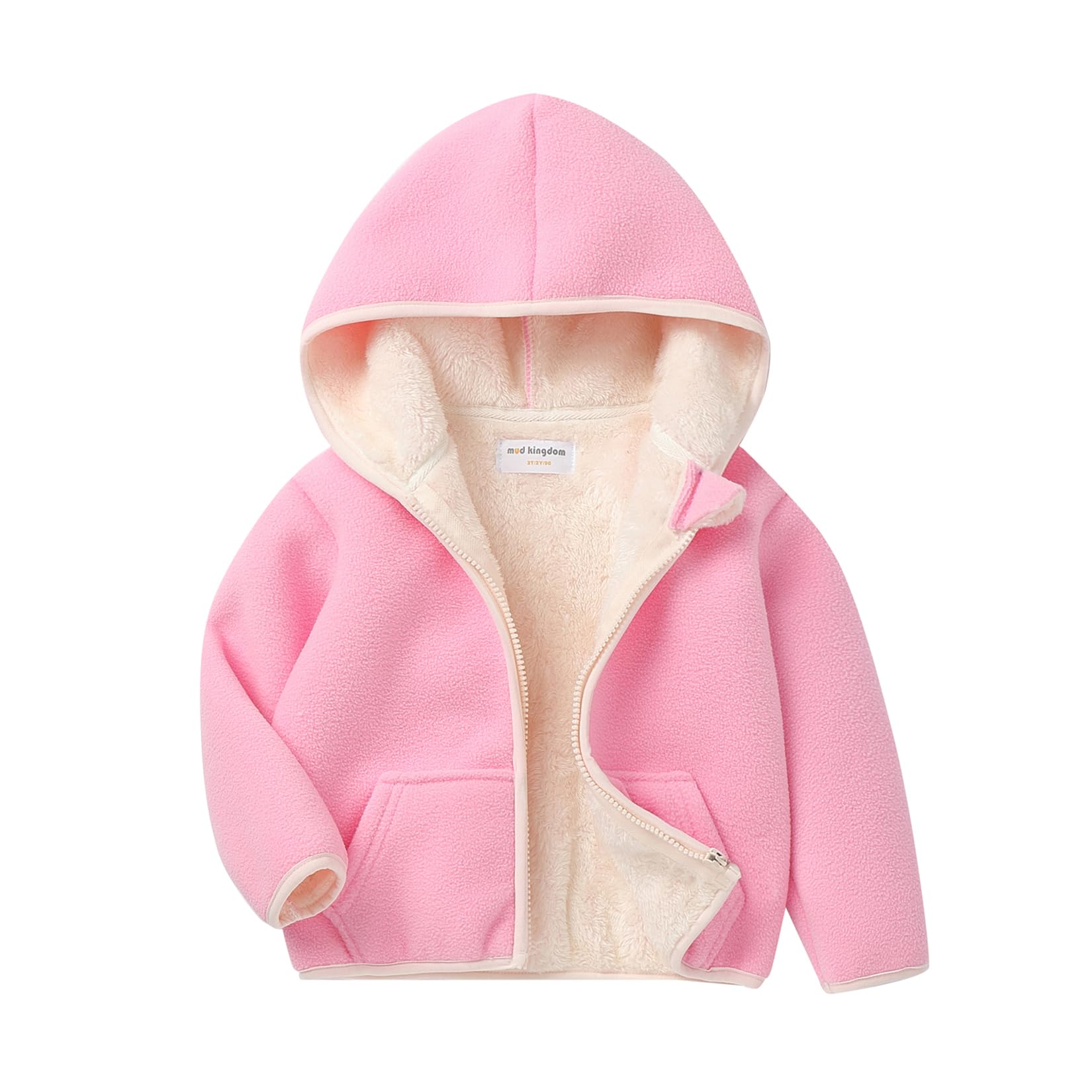 Mud Kingdom Boys Girls Polar Fleece Jacket with Hood Winter Thick Warm Outerwear Funny Cartoon