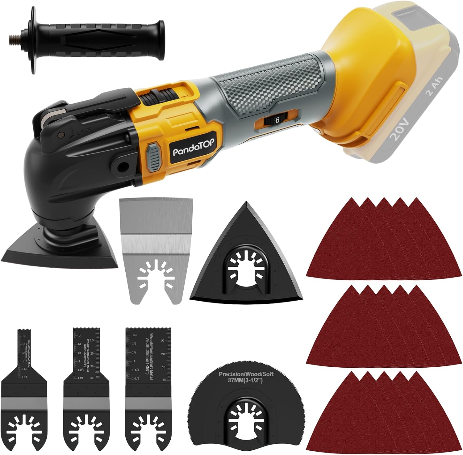 Oscillating Multi Tool for DeWalt 20v Max Battery, Brushless, 6 Variable Speed, Cordless Oscillating Tool, Multiusos, 22 Pcs Multi Tool Kit Cutting, Sanding, Scraping (Battery Not Included)