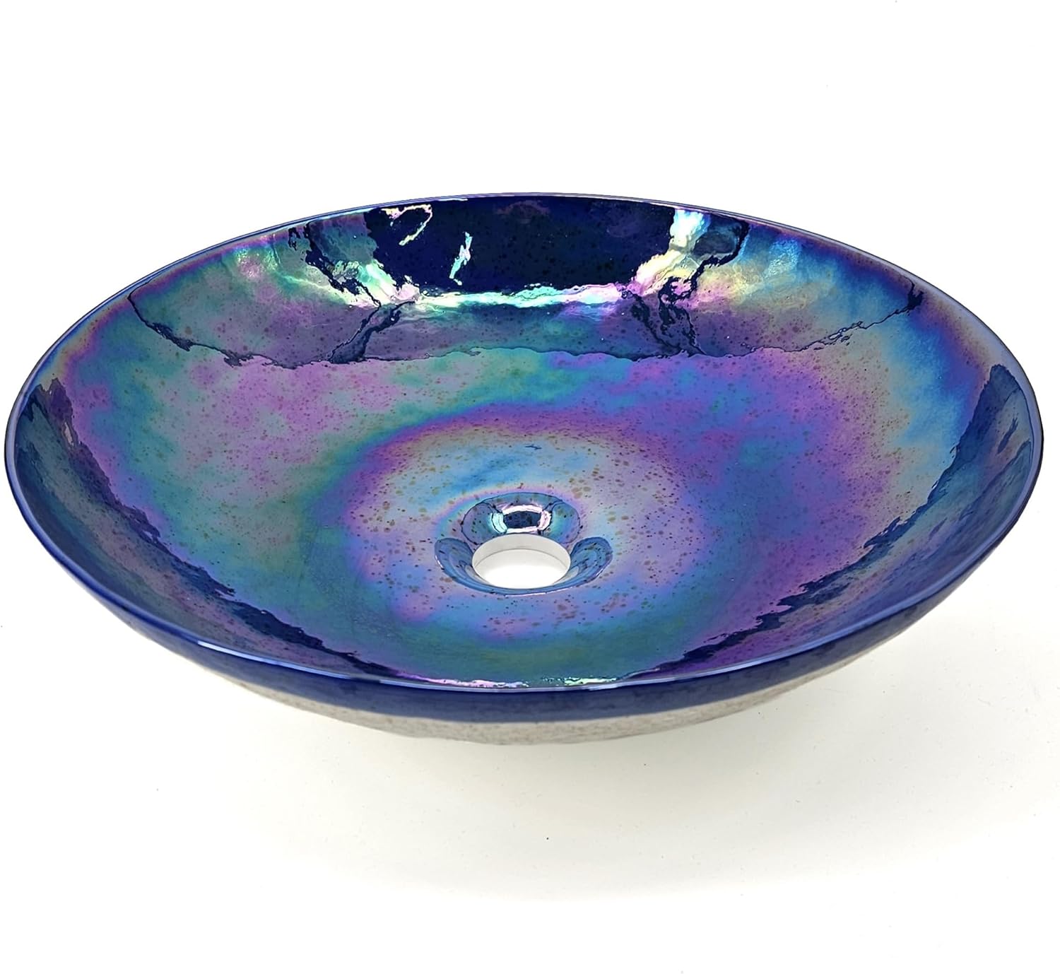 Ruvati 20 inch Murano Glass Vessel Sink Art Drop In Round Decorative Pattern Modern Bathroom Sink - Nautilus Brown Glass Vessel Sink for Bathroom Vanity - Countertop Sink Bowl - RVB3026