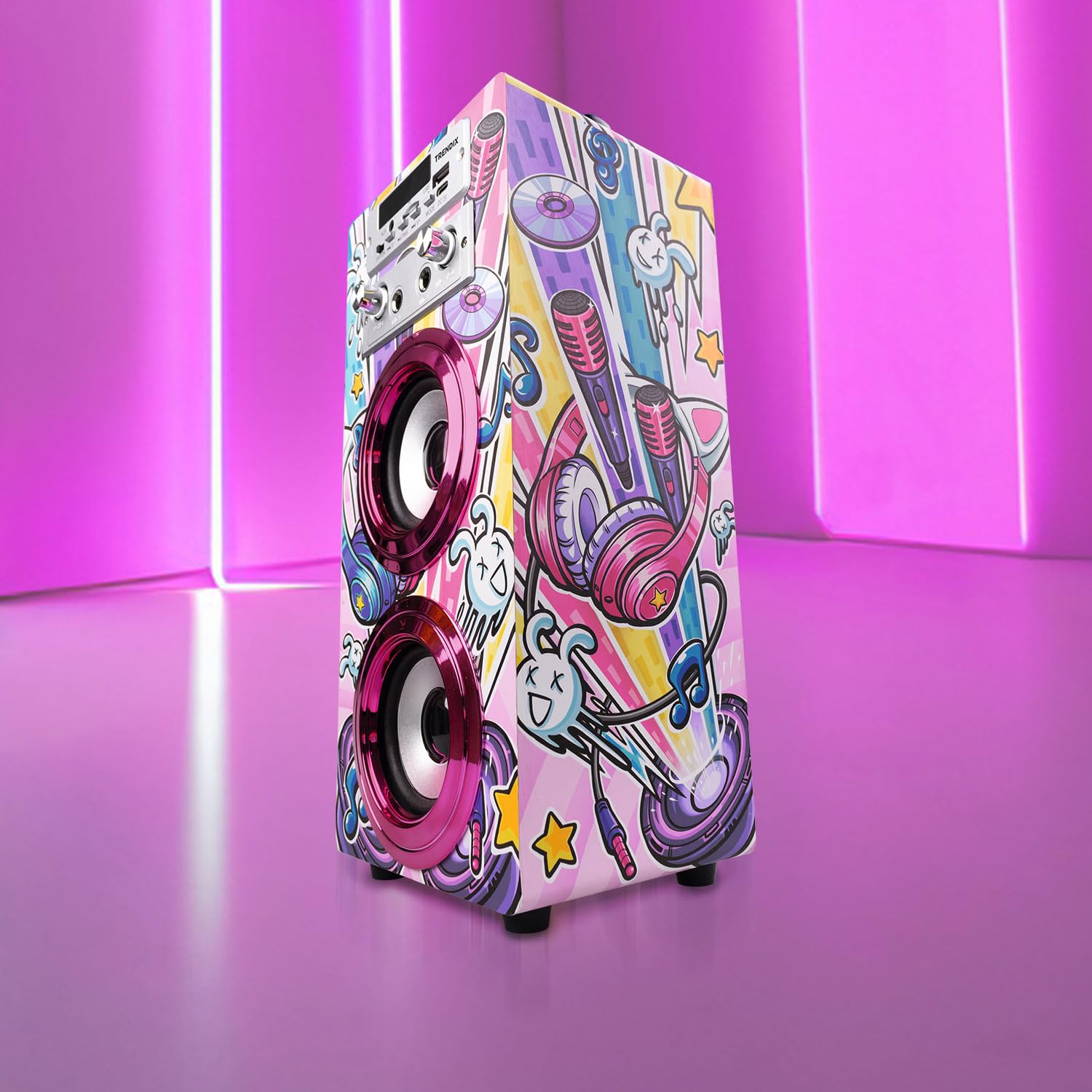Trendix - Karaoke Party Edition | Enceinte Karaoke | Karaoké Enfant 2 Microphones | Karaoke Enfant Fille Complet | Enceinte Karaoké avec Micro | Cadeau Fille