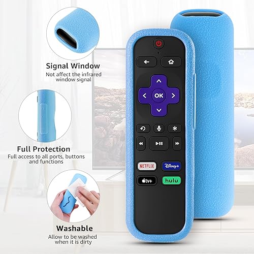 Vista 16 de Paquete de 4 fundas para control remoto OneBom para Roku, la funda para control remoto compatible con Roku Voice Remote oficial, funda protectora