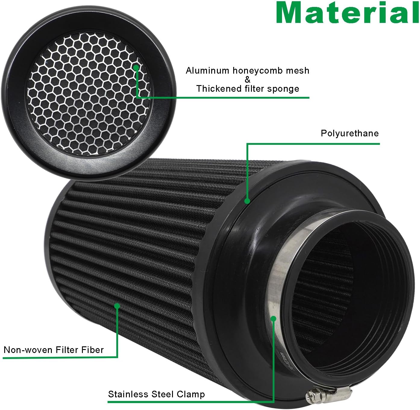4 inch Cone Intake Filter for Engine Cold Air Inlet 76mm 89mm 101mm Performance Filters Universal for Racing Sport Car 3 Sizes in 1